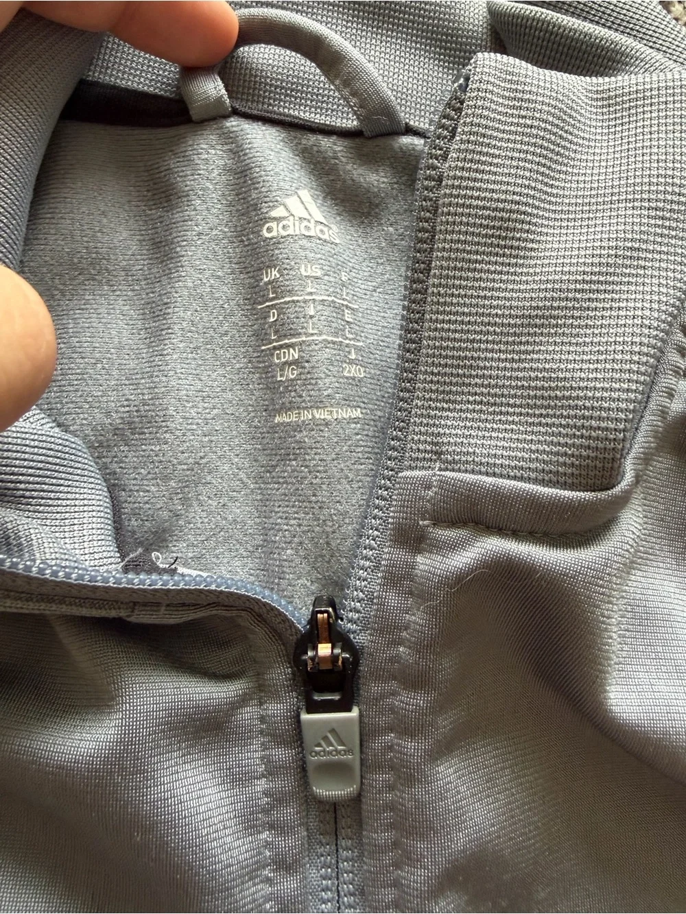 adidas Light Gray Track Jacket with Black Stripes